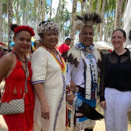 From left to right: Roberts Fabrienne, President of the Organization for Indigenous People of Suriname Josien Aloema-Tokoe, Mark Ramos, Political Economic Chief of the US Embassy Catherine Griffith