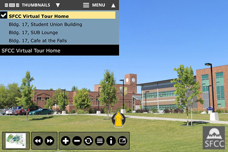 Virtual tour screen shot of SFCC campus