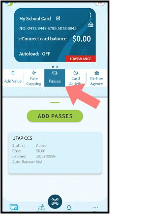 Screenshot of the STA Connect app passes screen.