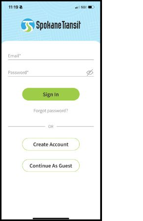 Screenshot of the STA Connect app’s sign in page.