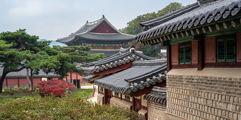 Changdeokgung royal palace of the Joseon dynasty in Autumn in Seoul South Korea