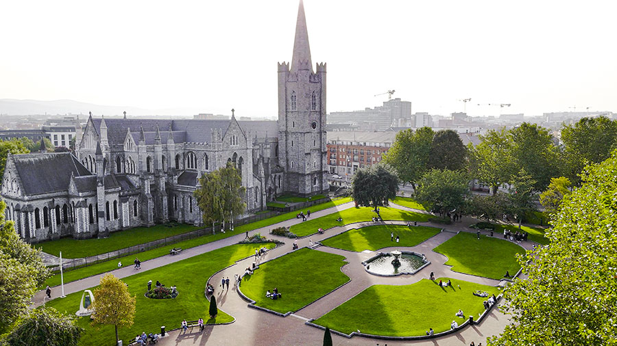 View of Saint Patrick's Cathedral in Dublin, Ireland.
